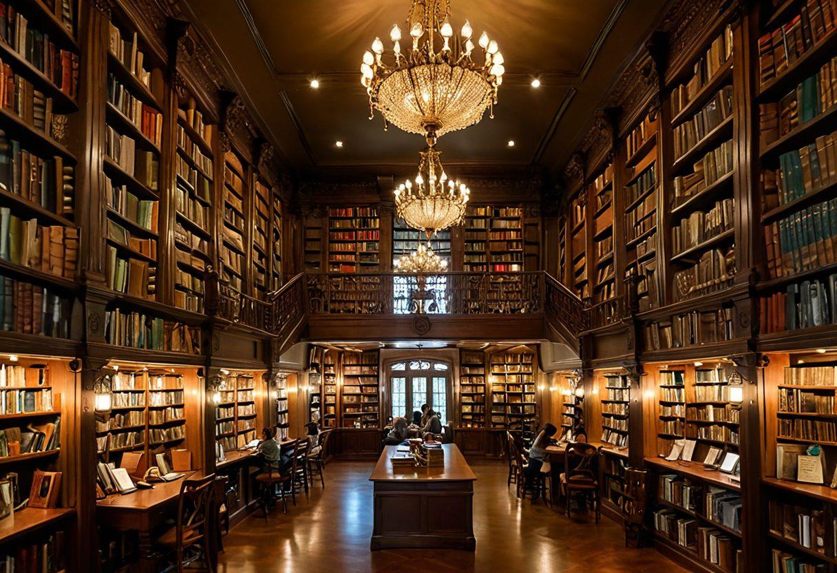 A vibrant library filled with colorful, oversized books where words float around like butterflies, symbolizing the beauty of language; a diverse group of people engaging with the books, their expressions reflecting curiosity and wonder. super-realistic. vibrant colors. soft focus.